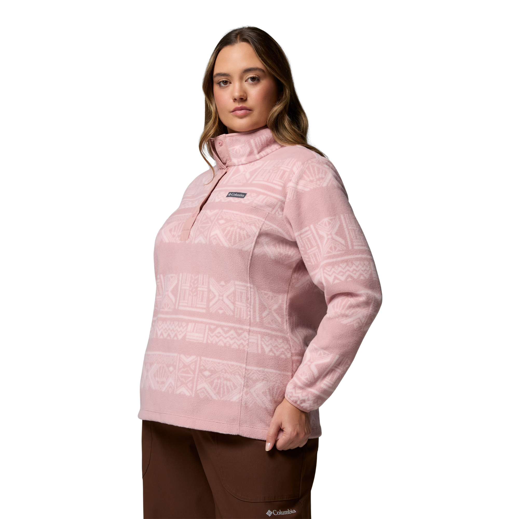 Columbia Women's Benton Springs Printed Half Snap Fleece (Eraser Pink Deschutes Days)