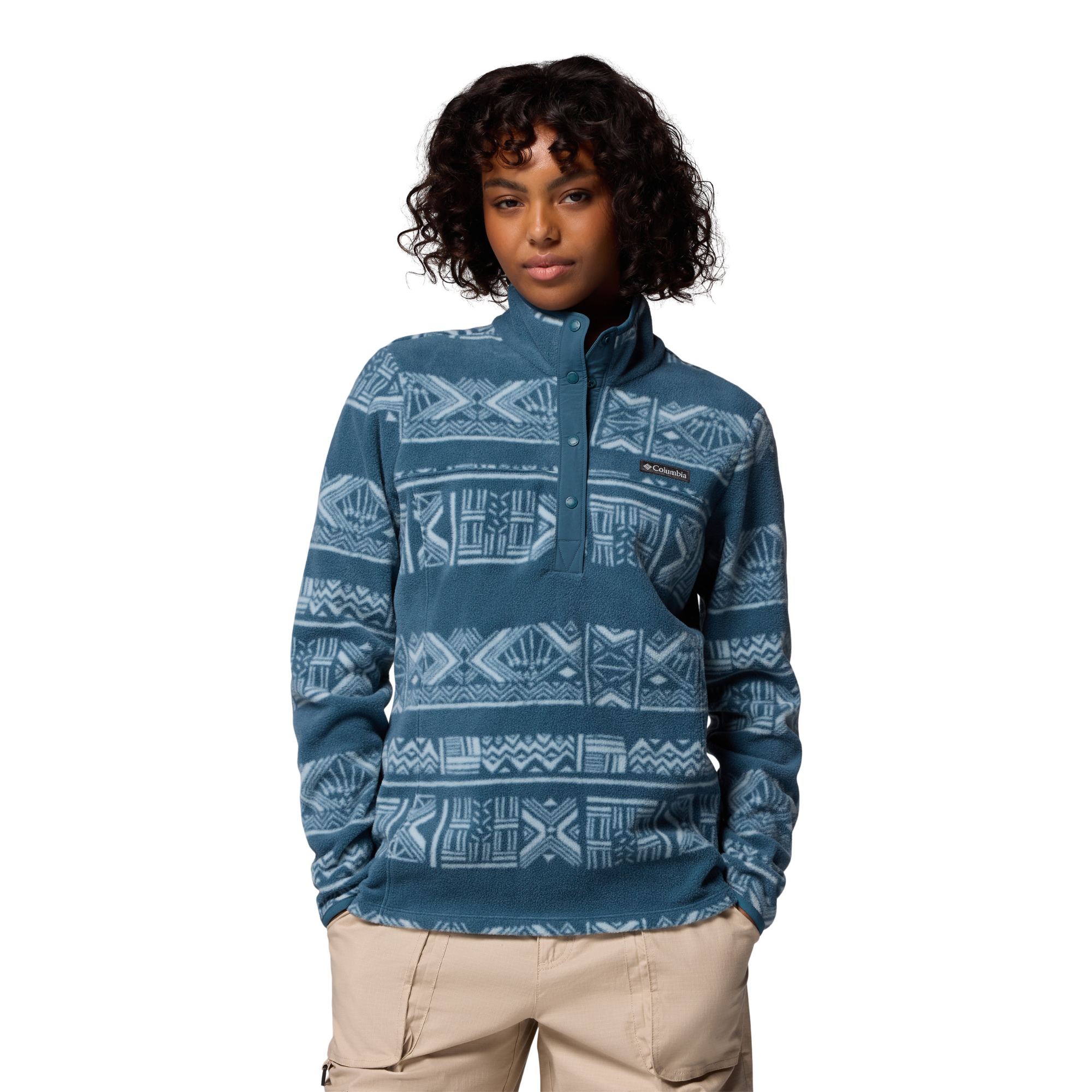 Columbia Women's Benton Springs Printed Half Snap Fleece (Everblue Deschutes Days)