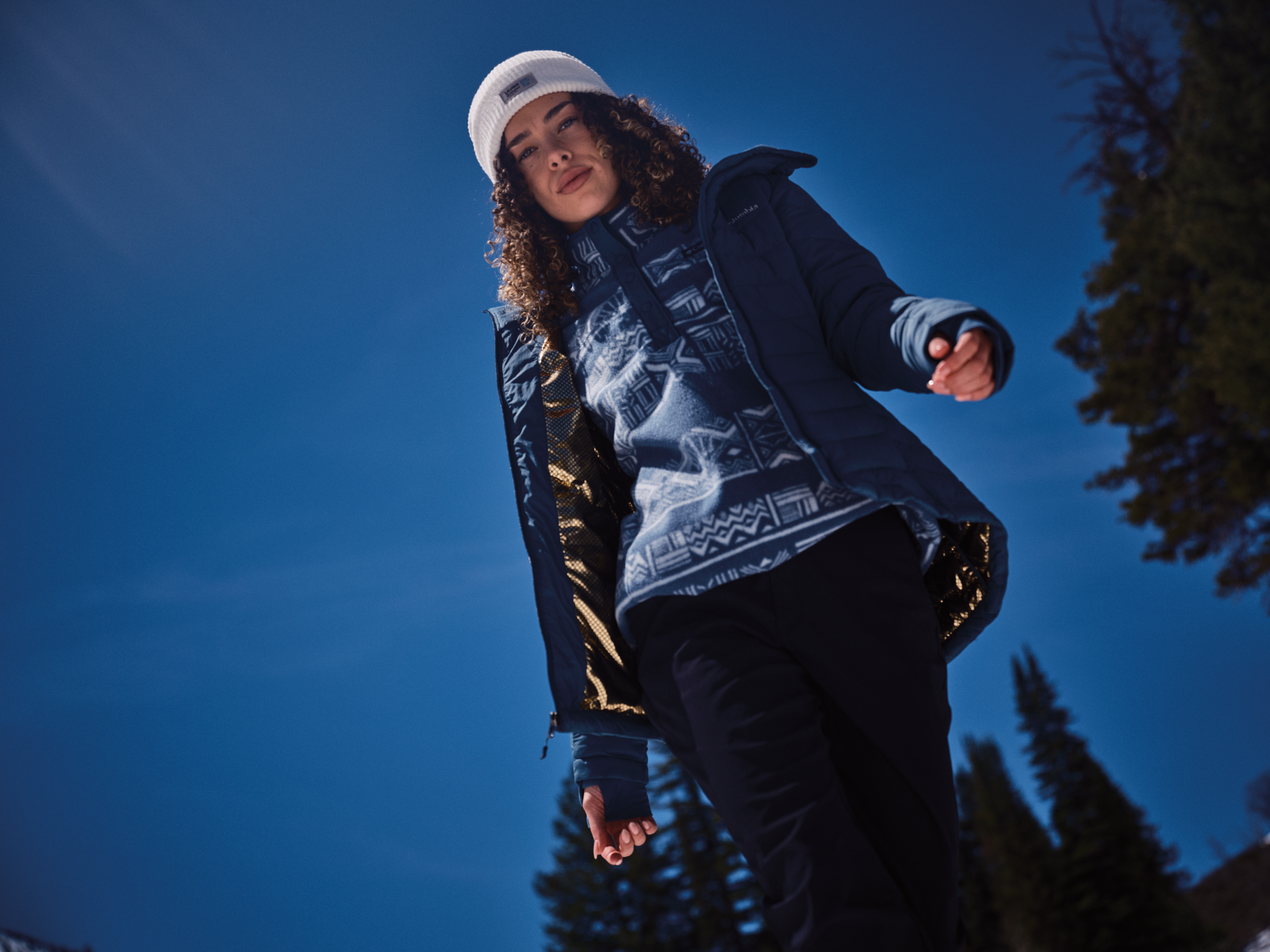 Columbia Women's Benton Springs Printed Half Snap Fleece (Everblue Deschutes Days)