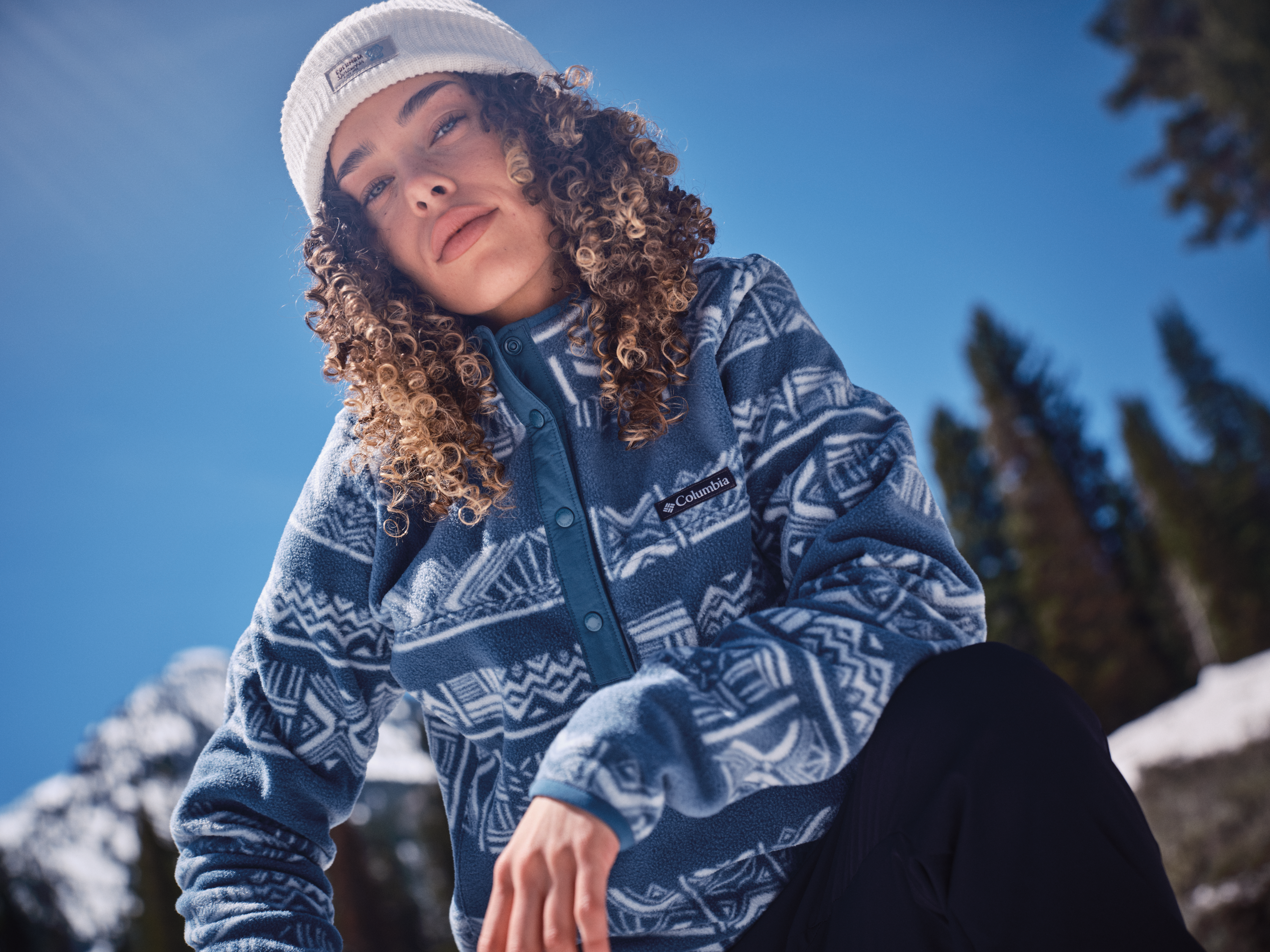Columbia Women's Benton Springs Printed Half Snap Fleece (Everblue Deschutes Days)