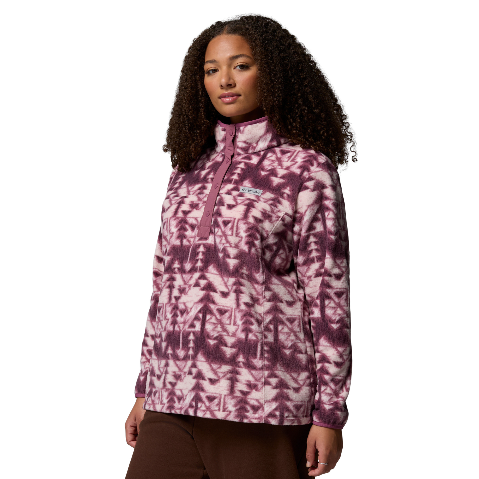 Columbia Women's Benton Springs Printed Half Snap Fleece Top Antique Mauve Sketchup 551 2085611