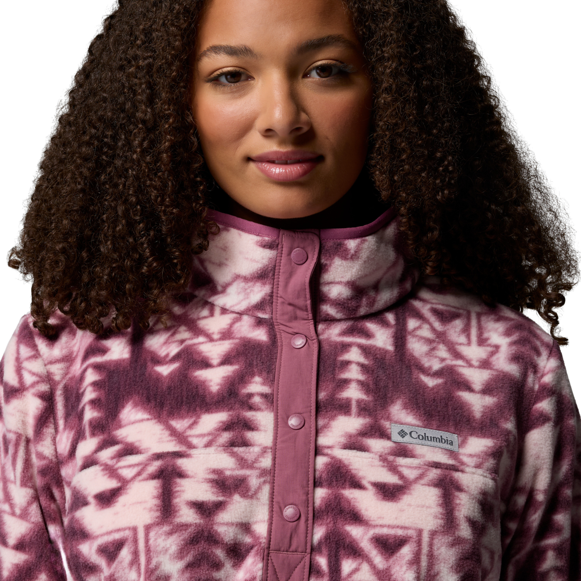 Columbia Women's Benton Springs Printed Half Snap Fleece Top Antique Mauve Sketchup 551 2085611