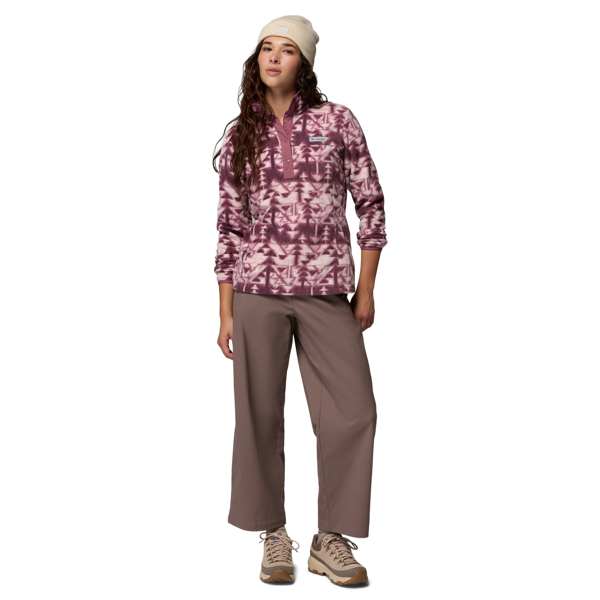 Columbia Women's Benton Springs Printed Half Snap Fleece Top Antique Mauve Sketchup 551 2085611