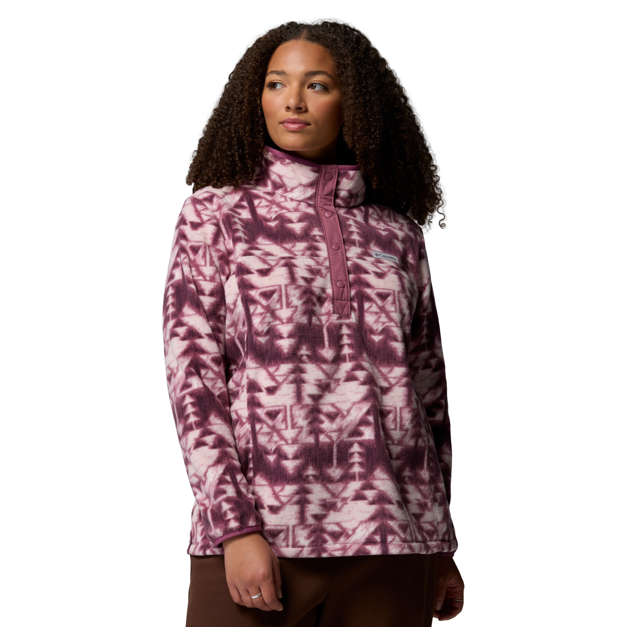 Columbia Women's Benton Springs Printed Half Snap Fleece Top Antique Mauve Sketchup 551 2085611