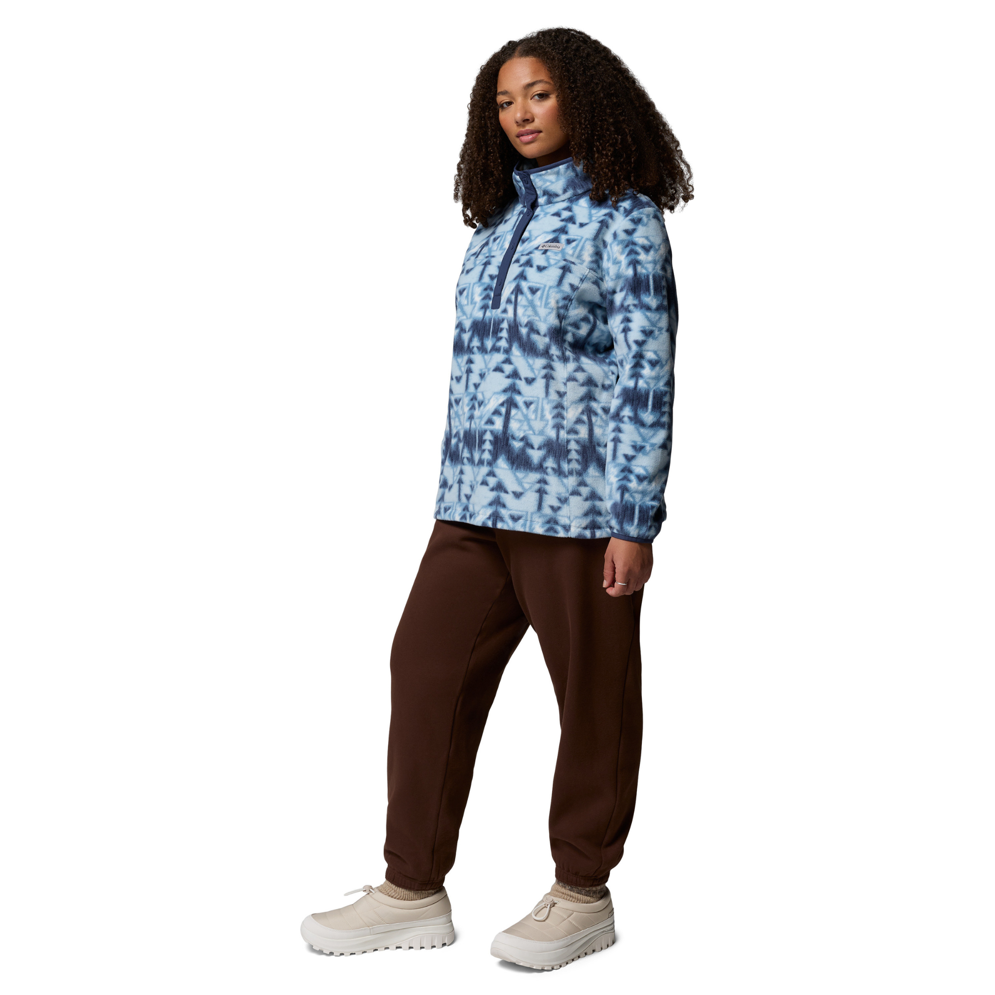 Columbia Women's Benton Springs Printed Half Snap Fleece Top Rainy Day Sketchup 447 2085611
