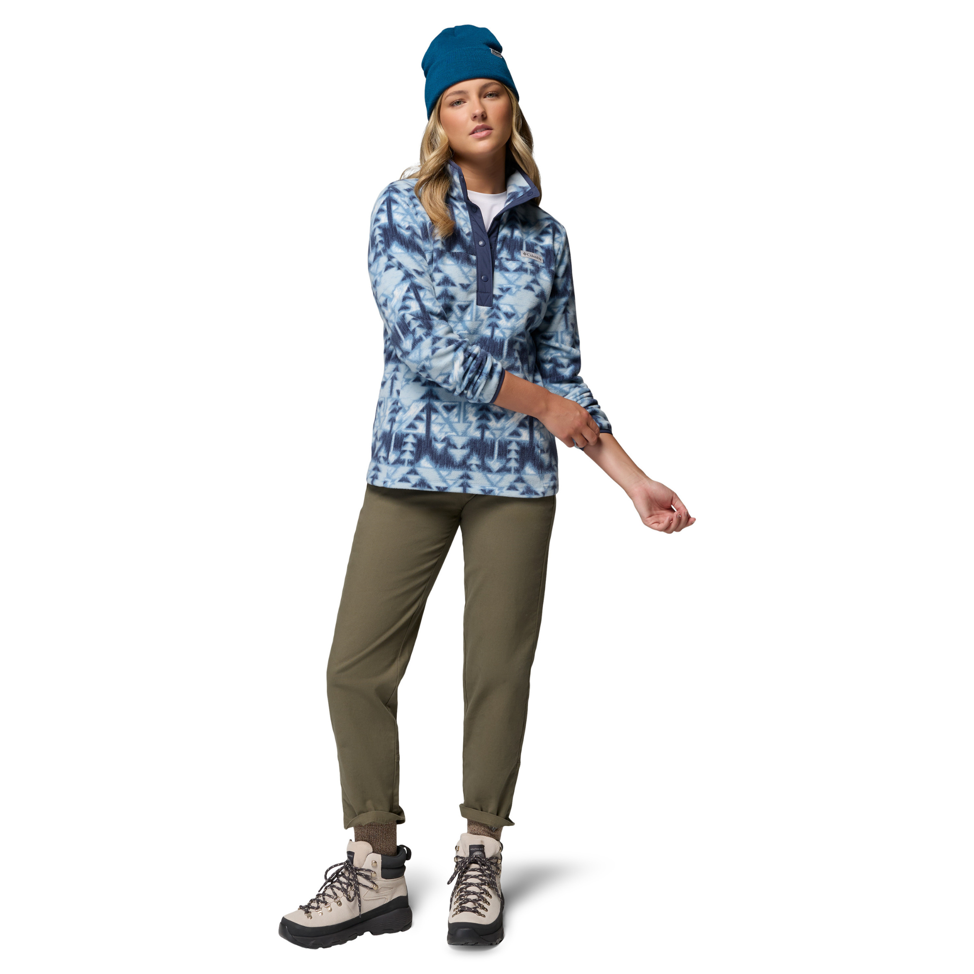 Columbia Women's Benton Springs Printed Half Snap Fleece Top Rainy Day Sketchup 447 2085611