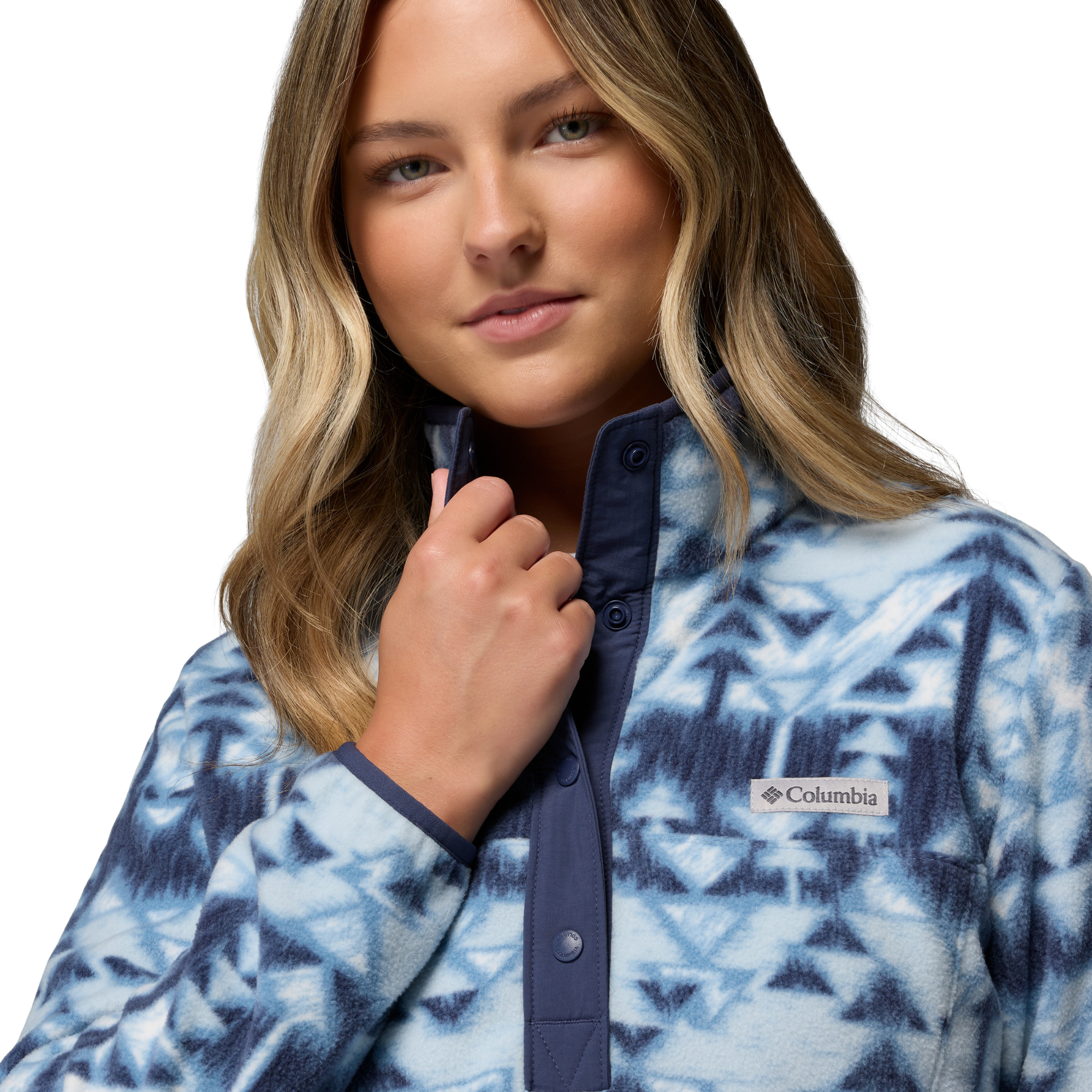 Columbia Women's Benton Springs Printed Half Snap Fleece Top Rainy Day Sketchup 447 2085611