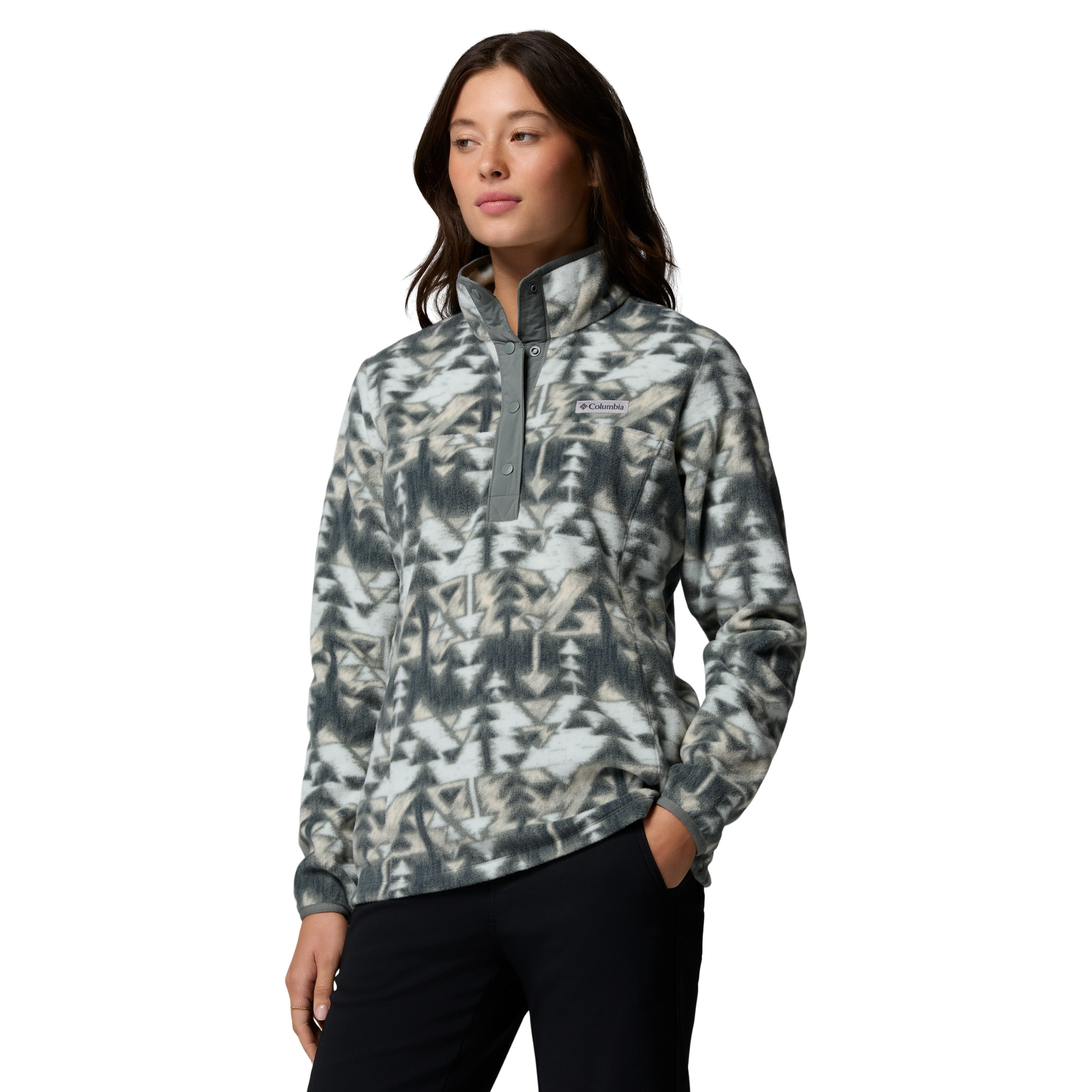 Columbia Women's Benton Springs Printed Half Snap Fleece Top Sedona Sage Sketchup 342 2085611