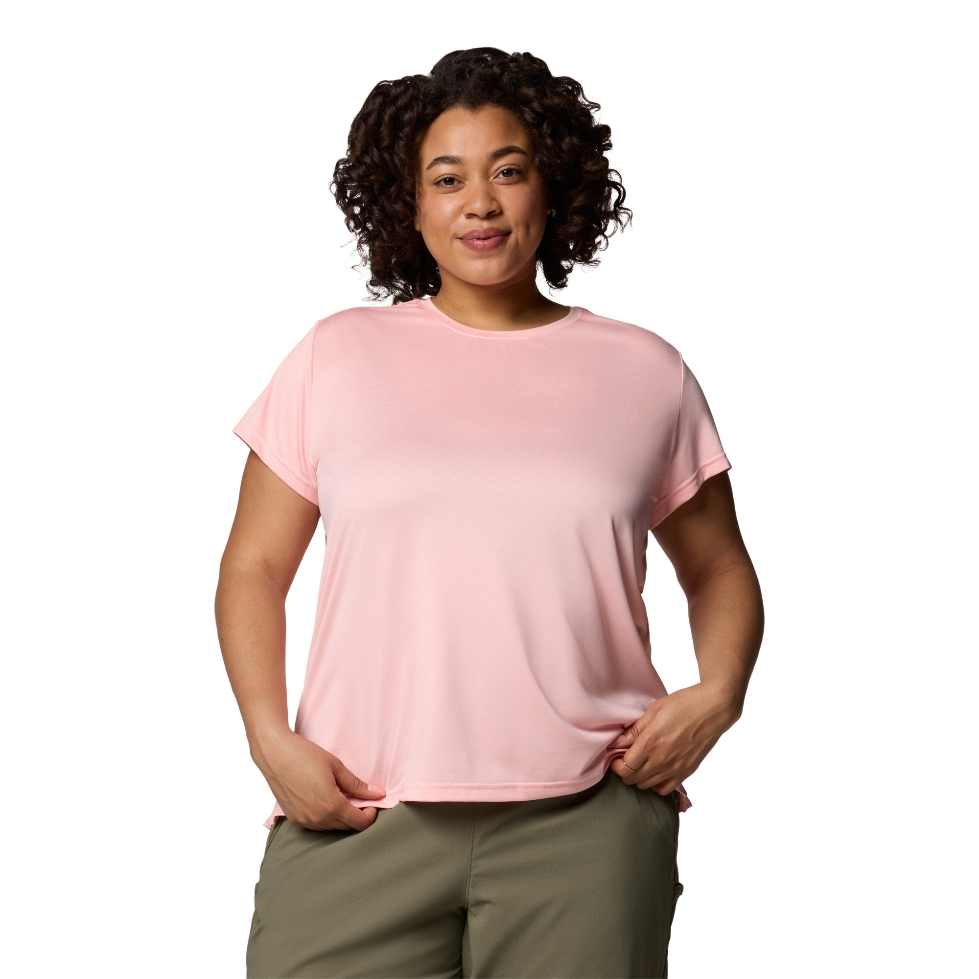 Columbia Women's BlueVista Hill Short Sleeve Technical Tee (Pink Sand Heather)