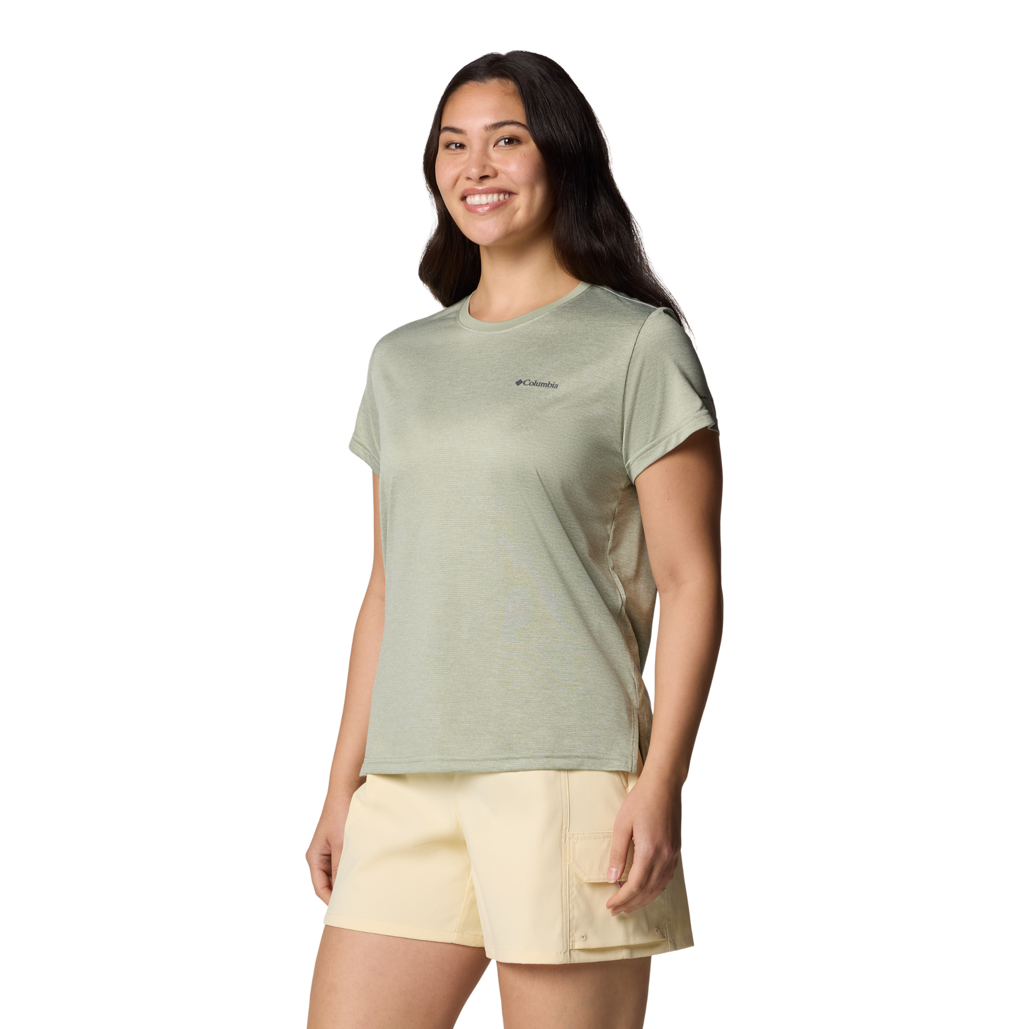 Columbia Women's BlueVista Hill Short Sleeve Technical Tee (Safari Heather)