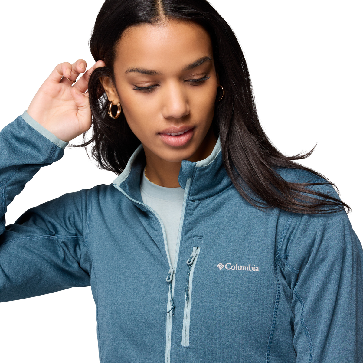Columbia Women's Essential Hike Grid Full Zip Fleece (Everblue/Crushed Blue)