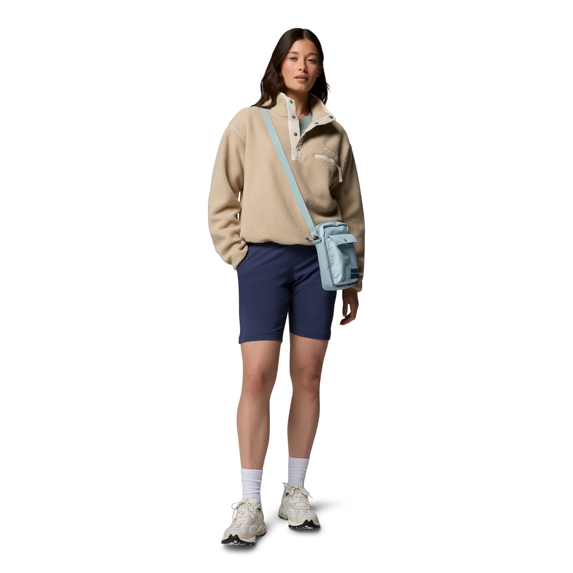 Columbia Women's Helvetia II Cropped Sherpa Half Snap Fleece (Ancient Fossil/Dark Stone/Chalk)