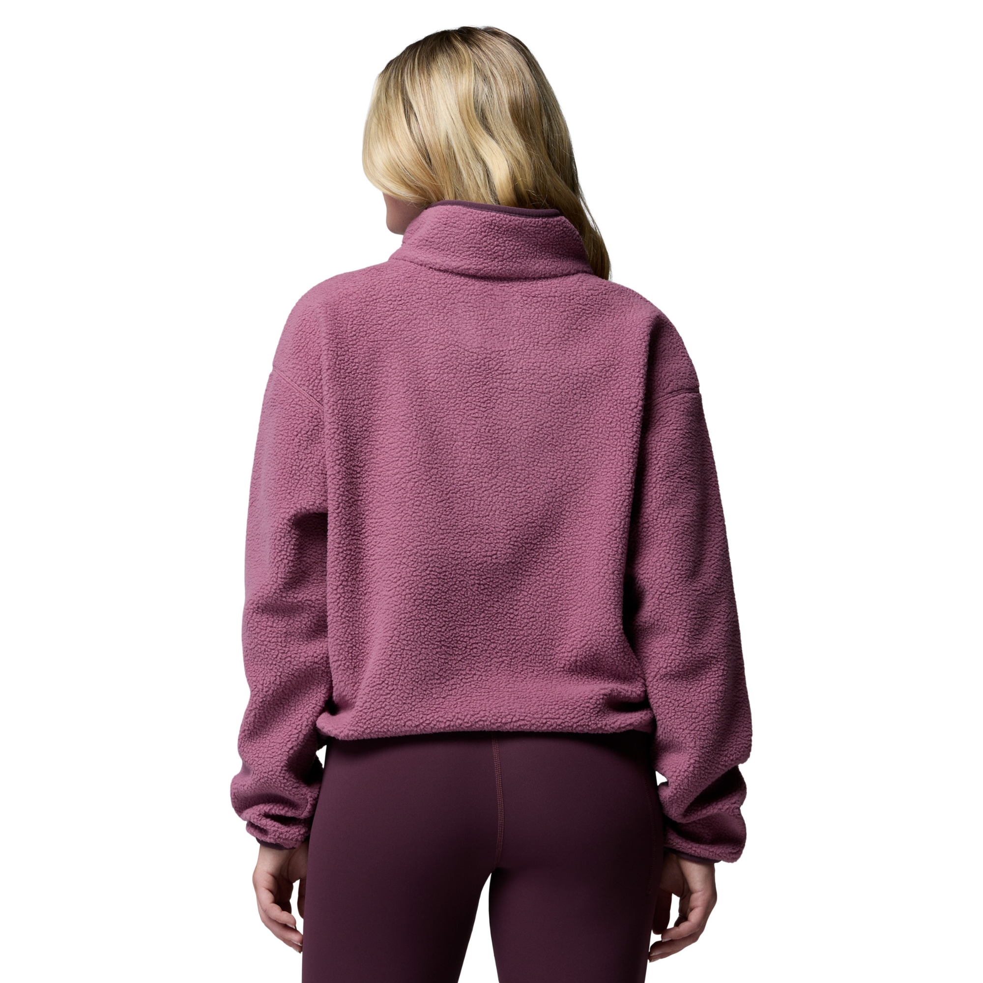 Columbia Women's Helvetia II Cropped Sherpa Half Snap Fleece Antique Mauve Mineral Pink 552 2092231