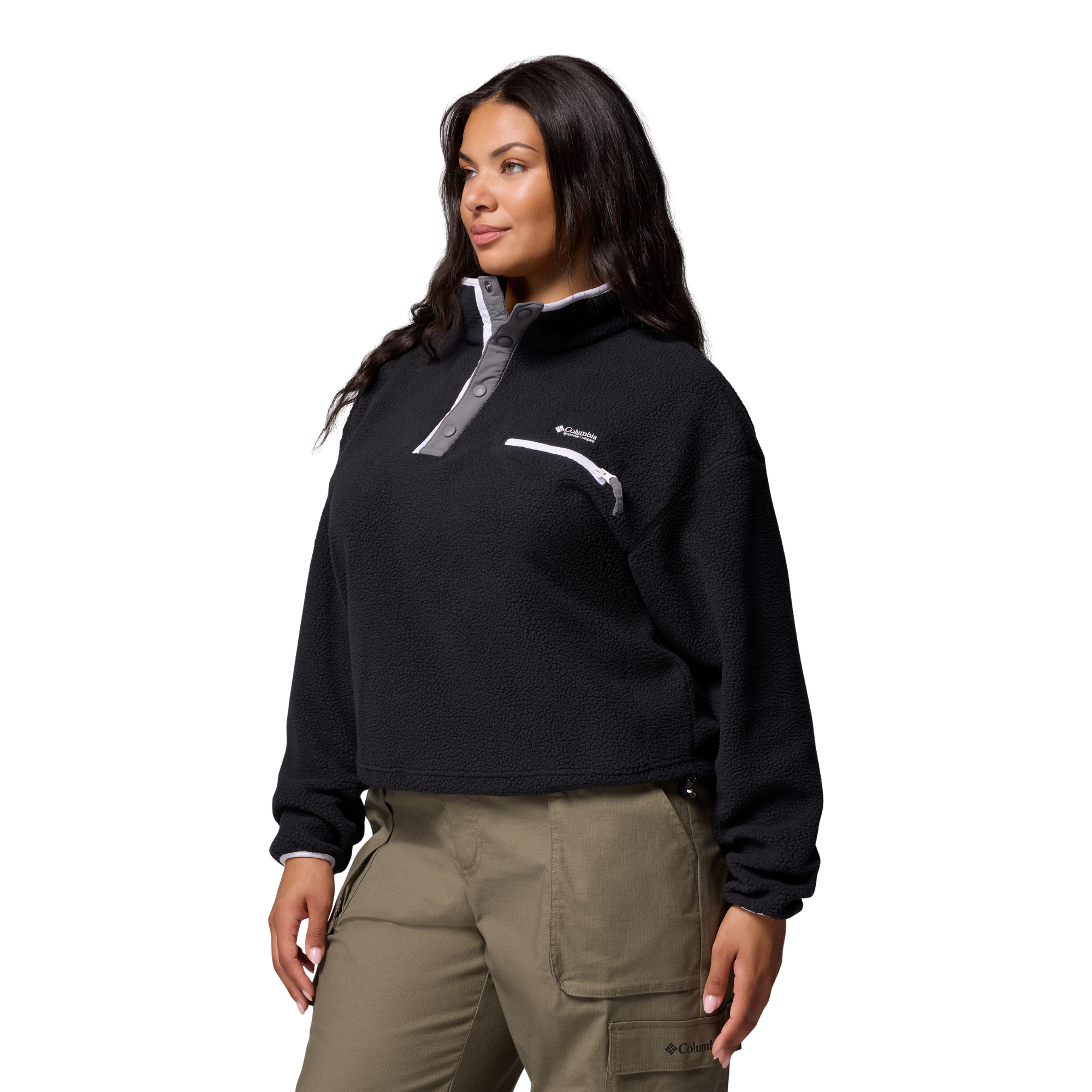 Columbia Women's Helvetia II Cropped Sherpa Half Snap Fleece Black 008 2092231