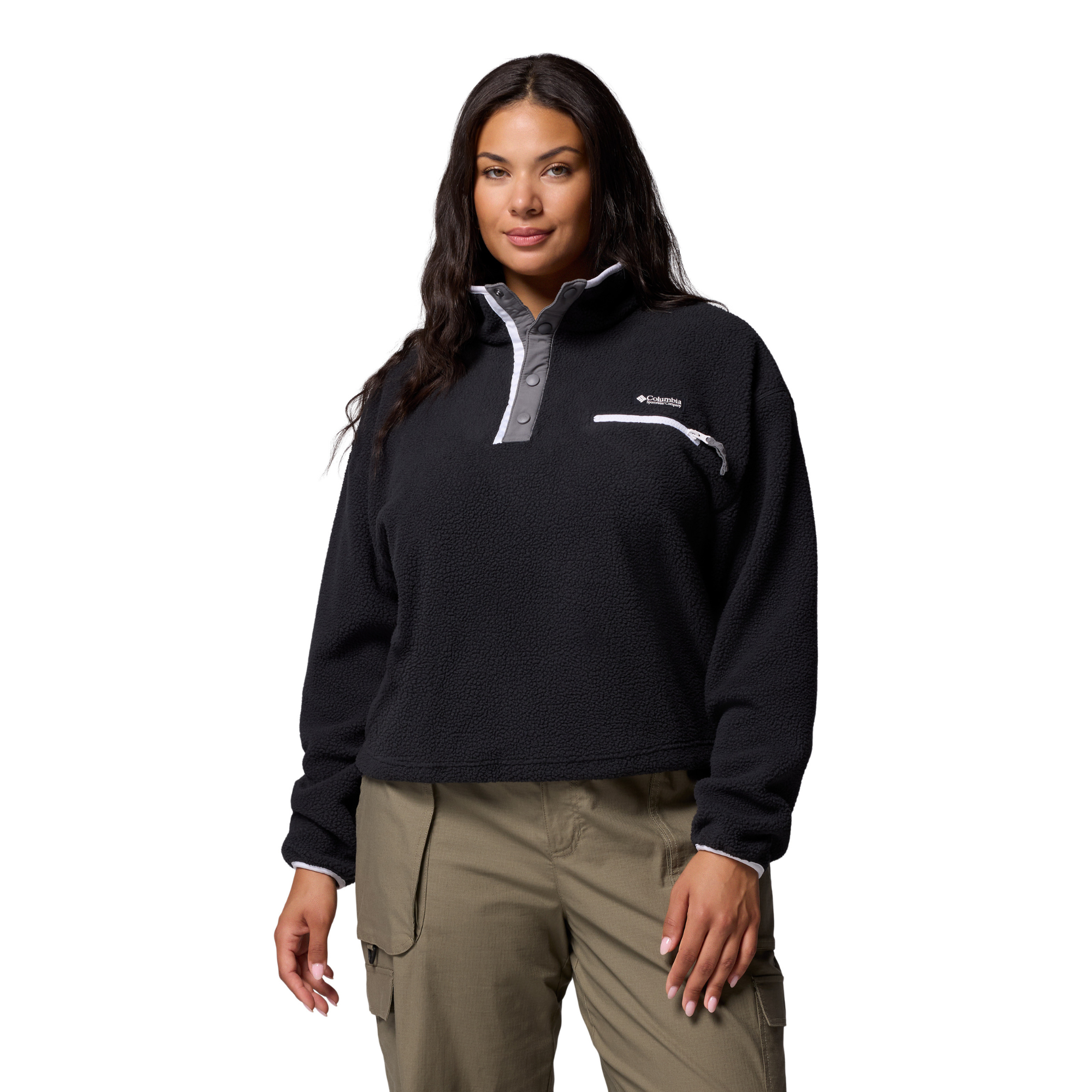 Columbia Women's Helvetia II Cropped Sherpa Half Snap Fleece Black 008 2092231