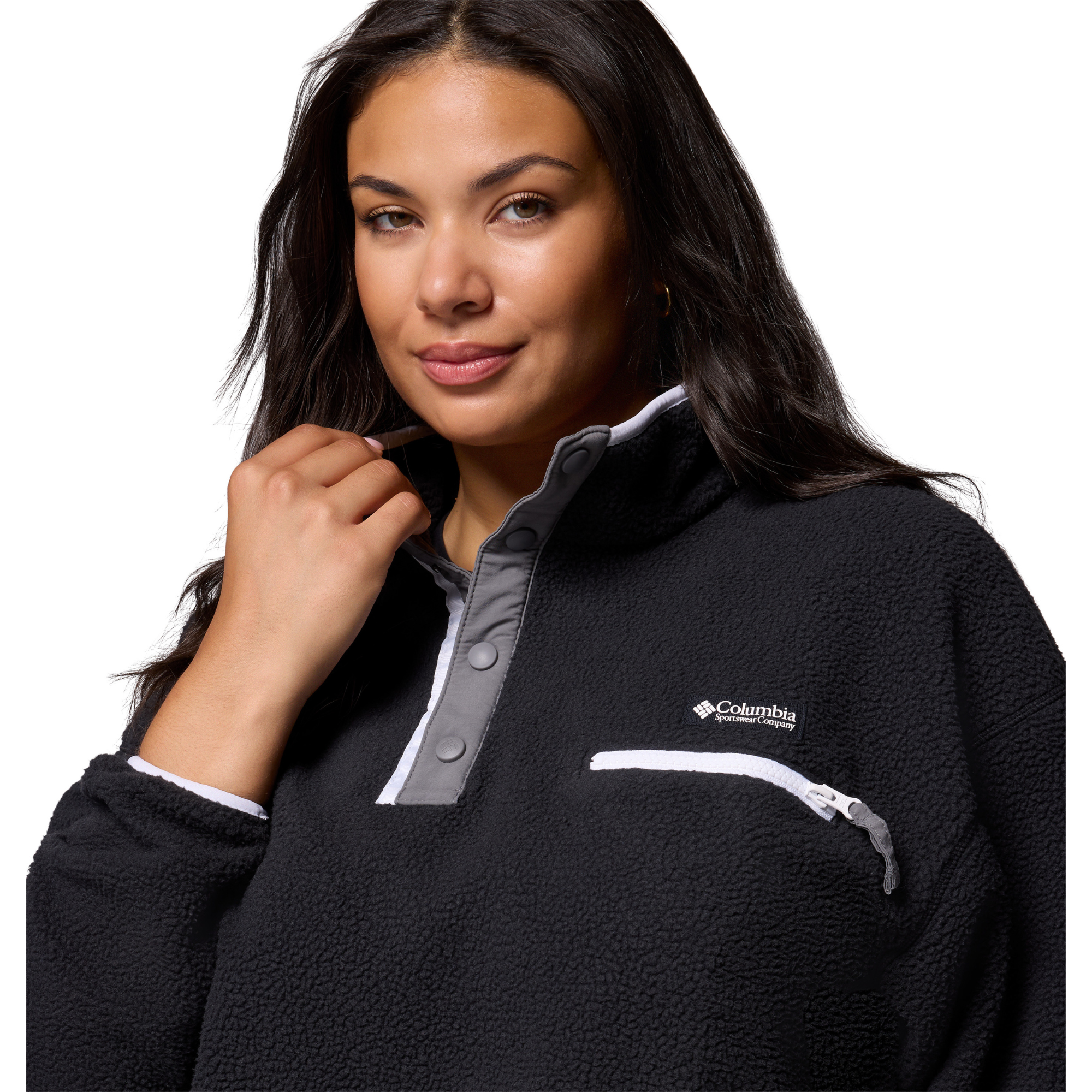 Columbia Women's Helvetia II Cropped Sherpa Half Snap Fleece Black 008 2092231