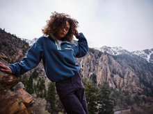 Load image into Gallery viewer, Columbia Women&#39;s Helvetia II Cropped Sherpa Half Snap Fleece (Everblue/Crushed Blue/Citron Haze)
