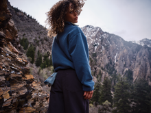 Load image into Gallery viewer, Columbia Women&#39;s Helvetia II Cropped Sherpa Half Snap Fleece (Everblue/Crushed Blue/Citron Haze)
