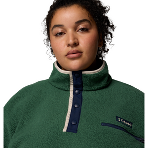 Columbia Women's Helvetia II Cropped Sherpa Half Snap Fleece (Rain Forest/Collegiate Navy/Dark Stone)