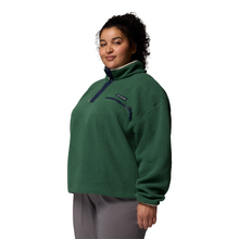 Load image into Gallery viewer, Columbia Women&#39;s Helvetia II Cropped Sherpa Half Snap Fleece (Rain Forest/Collegiate Navy/Dark Stone)
