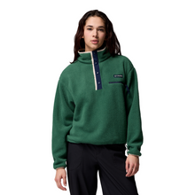 Load image into Gallery viewer, Columbia Women&#39;s Helvetia II Cropped Sherpa Half Snap Fleece (Rain Forest/Collegiate Navy/Dark Stone)

