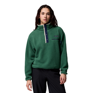 Columbia Women's Helvetia II Cropped Sherpa Half Snap Fleece (Rain Forest/Collegiate Navy/Dark Stone)