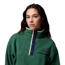 Load image into Gallery viewer, Columbia Women&#39;s Helvetia II Cropped Sherpa Half Snap Fleece (Rain Forest/Collegiate Navy/Dark Stone)
