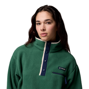 Columbia Women's Helvetia II Cropped Sherpa Half Snap Fleece (Rain Forest/Collegiate Navy/Dark Stone)