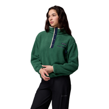 Load image into Gallery viewer, Columbia Women&#39;s Helvetia II Cropped Sherpa Half Snap Fleece (Rain Forest/Collegiate Navy/Dark Stone)
