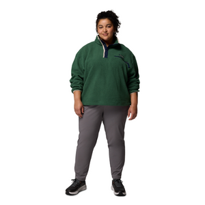 Columbia Women's Helvetia II Cropped Sherpa Half Snap Fleece (Rain Forest/Collegiate Navy/Dark Stone)