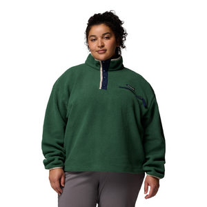 Columbia Women's Helvetia II Cropped Sherpa Half Snap Fleece (Rain Forest/Collegiate Navy/Dark Stone)