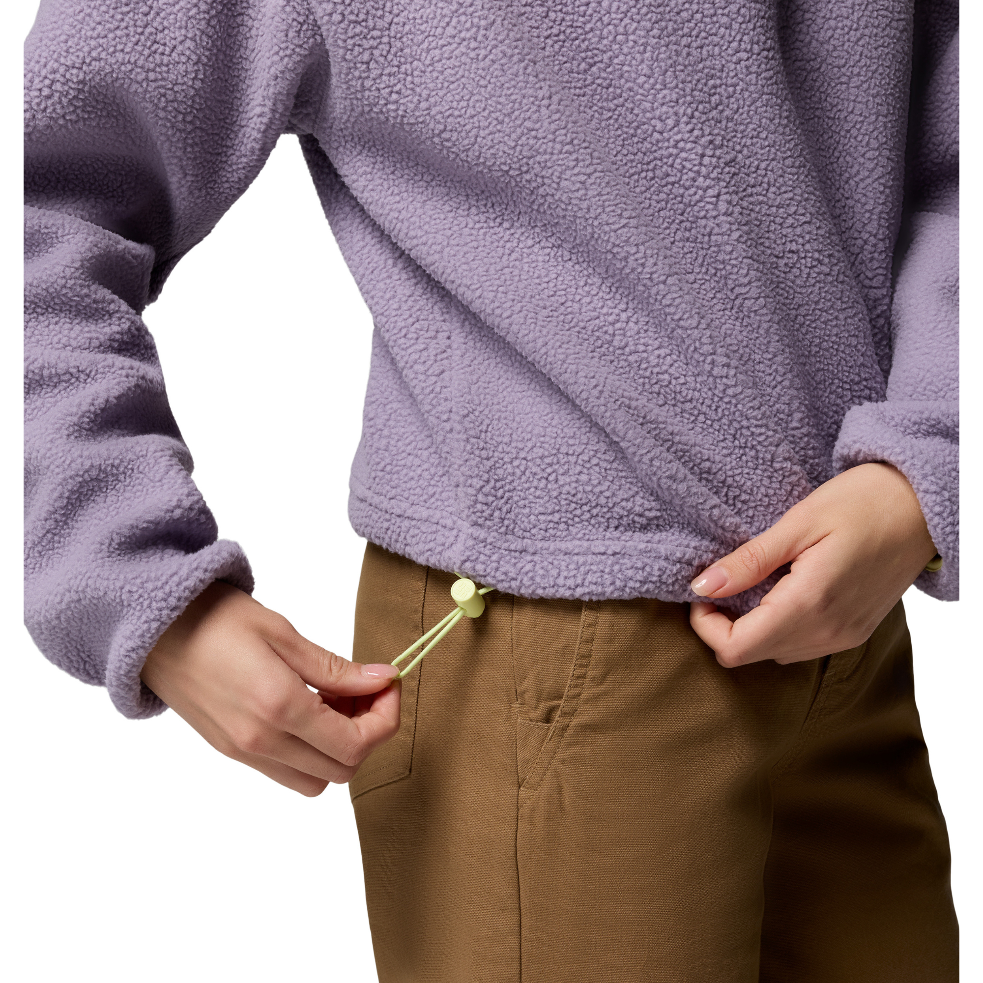 Columbia Women's Helvetia II Cropped Sherpa Half Snap Fleece (Shale Purple/Lavender Pearl/Citron Haze)