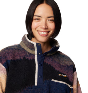 Columbia Women's Helvetia II Cropped Sherpa Half Snap Printed Fleece (Collegiate Navy Dolomites)