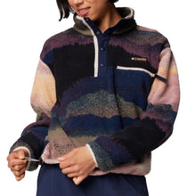 Load image into Gallery viewer, Columbia Women&#39;s Helvetia II Cropped Sherpa Half Snap Printed Fleece (Collegiate Navy Dolomites)
