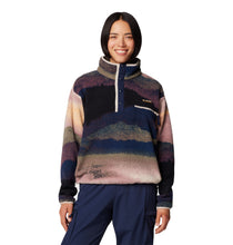 Load image into Gallery viewer, Columbia Women&#39;s Helvetia II Cropped Sherpa Half Snap Printed Fleece (Collegiate Navy Dolomites)
