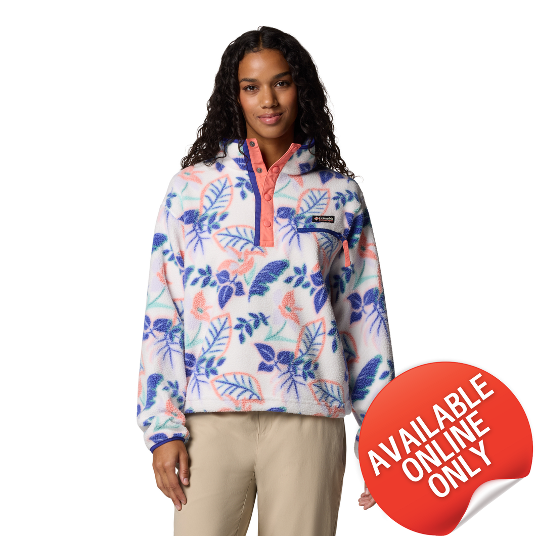 Columbia Women's Helvetia II Cropped Sherpa Half Snap Printed Fleece (Sea Salt Pasteled Multi)