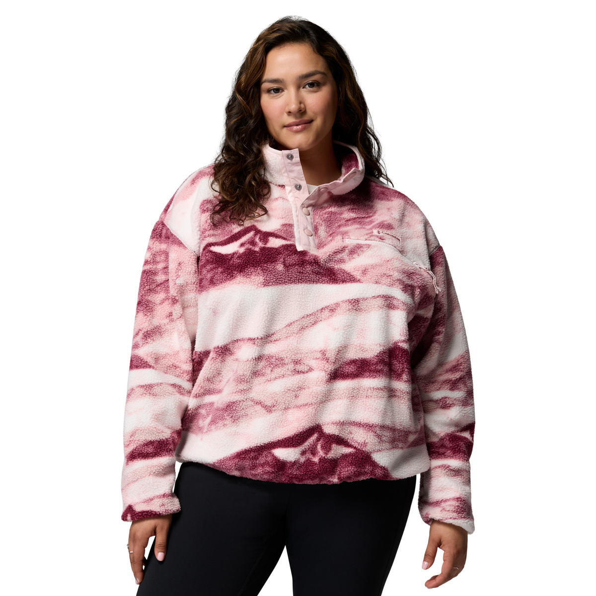 Columbia Women's Helvetia II Printed Cropped Half Snap Fleece Top Antique Mauve Summits 553 2098501