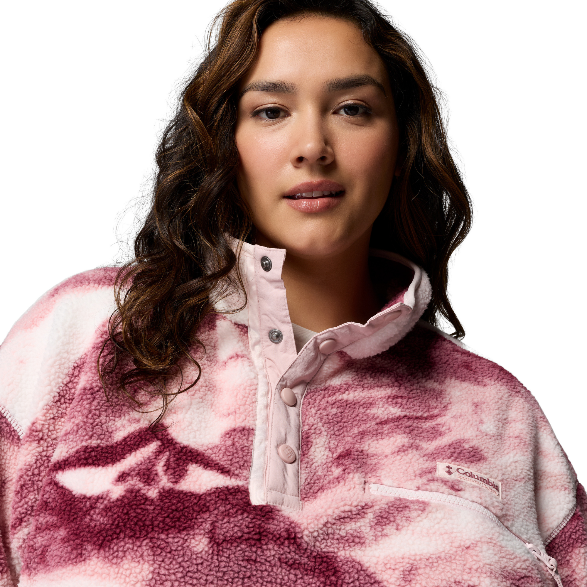 Columbia Women's Helvetia II Printed Cropped Half Snap Fleece Top Antique Mauve Summits 553 2098501