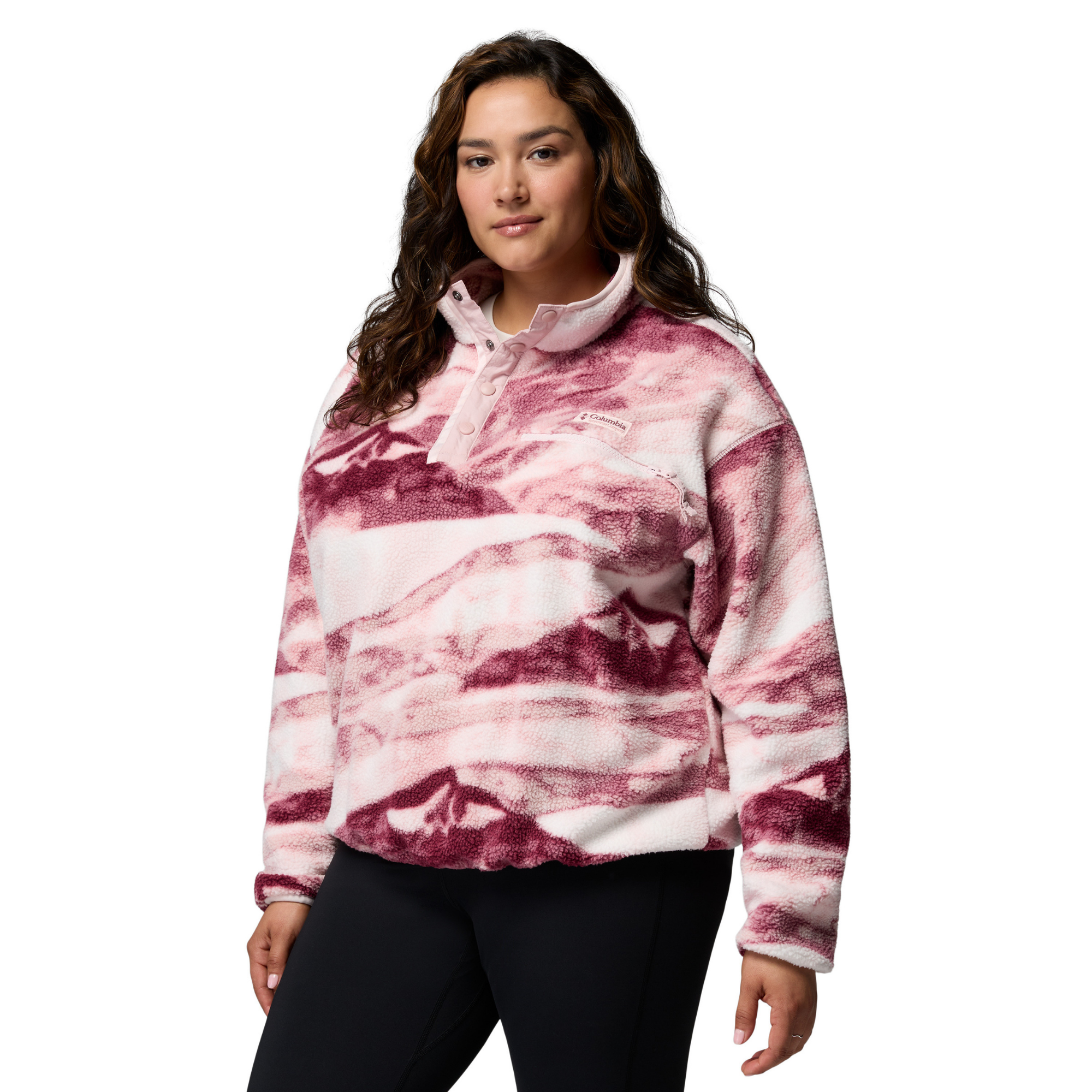 Columbia Women's Helvetia II Printed Cropped Half Snap Fleece Top Antique Mauve Summits 553 2098501