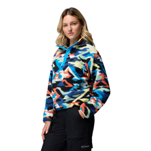 Load image into Gallery viewer, Columbia Women&#39;s Helvetia II Printed Cropped Half Snap Fleece Top (Compass Blue Reflections/Compass Blue)

