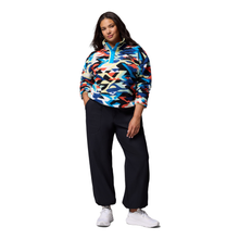 Load image into Gallery viewer, Columbia Women&#39;s Helvetia II Printed Cropped Half Snap Fleece Top (Compass Blue Reflections/Compass Blue)
