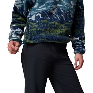 Columbia Women's Helvetia II Printed Cropped Half Snap Fleece Top (Everblue Sisters/Rain Forest)