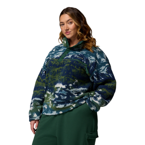 Columbia Women's Helvetia II Printed Cropped Half Snap Fleece Top (Everblue Sisters/Rain Forest)