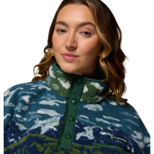 Load image into Gallery viewer, Columbia Women&#39;s Helvetia II Printed Cropped Half Snap Fleece Top (Everblue Sisters/Rain Forest)
