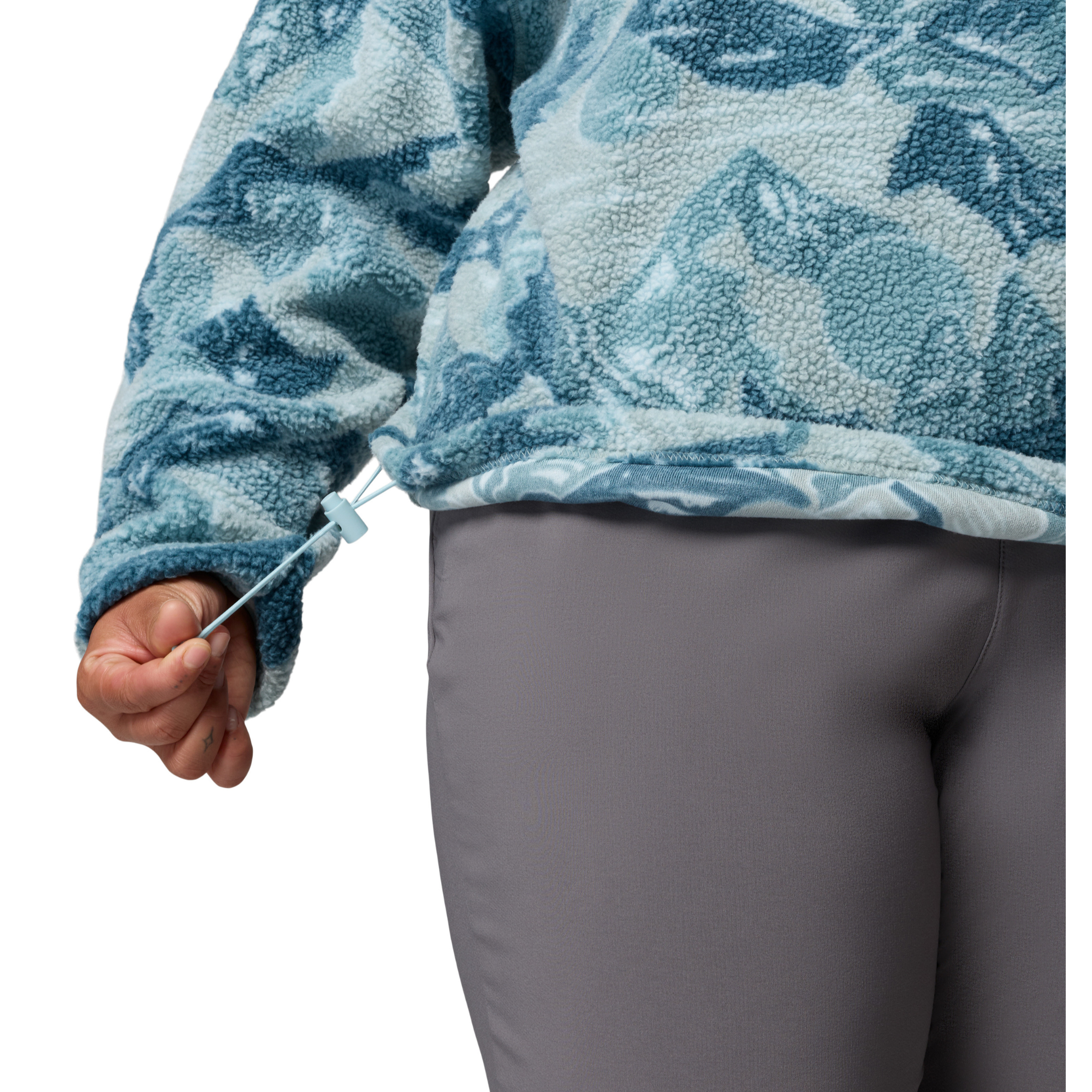 Columbia Women's Helvetia II Printed Cropped Half Snap Fleece Top (Marine Light/Sunscape)