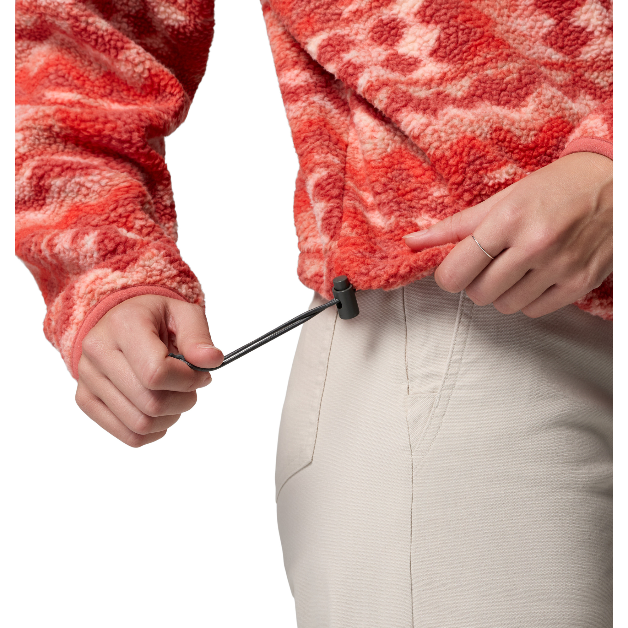 Columbia Women's Helvetia II Printed Cropped Half Snap Fleece Top (Poppy Red/Retrotree)