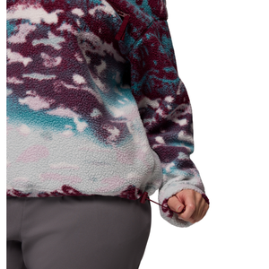 Columbia Women's Helvetia II Printed Cropped Half Snap Fleece Top (Rich Wine Sisters/Rich Wine)