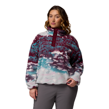 Load image into Gallery viewer, Columbia Women&#39;s Helvetia II Printed Cropped Half Snap Fleece Top (Rich Wine Sisters/Rich Wine)
