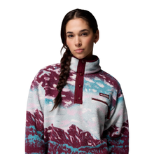 Load image into Gallery viewer, Columbia Women&#39;s Helvetia II Printed Cropped Half Snap Fleece Top (Rich Wine Sisters/Rich Wine)
