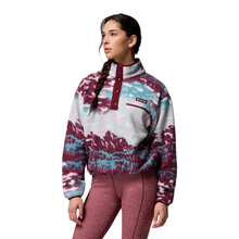 Load image into Gallery viewer, Columbia Women&#39;s Helvetia II Printed Cropped Half Snap Fleece Top (Rich Wine Sisters/Rich Wine)
